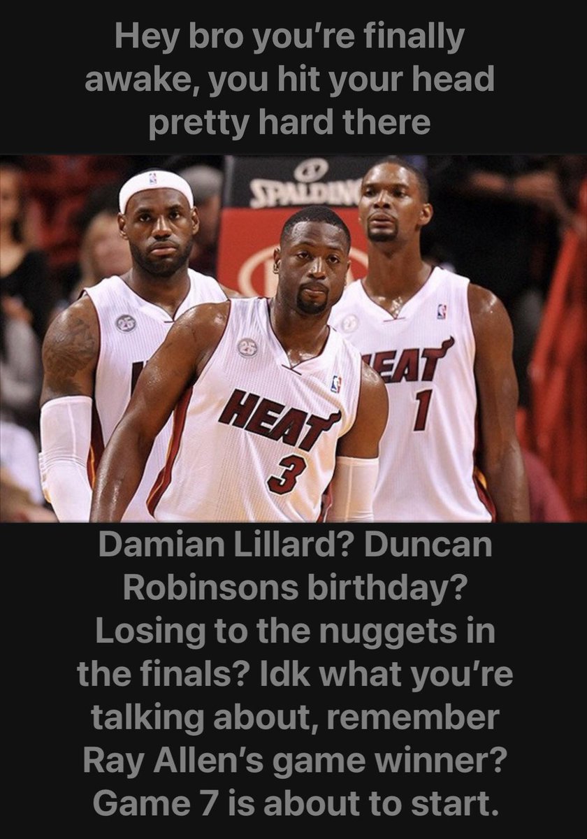 raw_chili's tweet photo. Day 1 of posting a meme till the Damian Lillard trade is done
https://t.co/konOM7AwuL
#Basketball #Florida #Heat #Miami #MiamiHeat #NationalBasketballAssociation #NBA #NBAEasternConference #NBAEasternConferenceSoutheastDivision https://t.co/WyxvbVNlpF