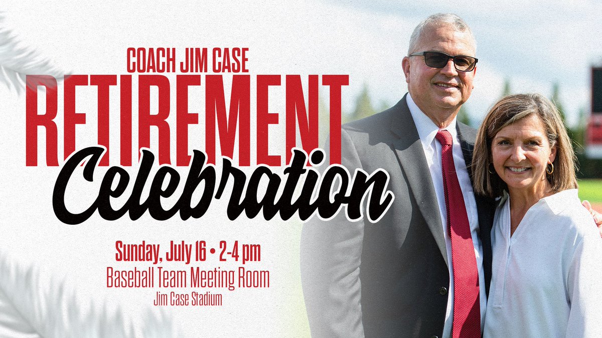 Please join us in celebrating legendary <a href="/JaxStateBB/">Jax State Baseball</a> coach <a href="/JimCase26/">Jim Case</a> on Sunday, when we will host a Retirement Celebration at Jim Case Stadium from 2-4 pm!