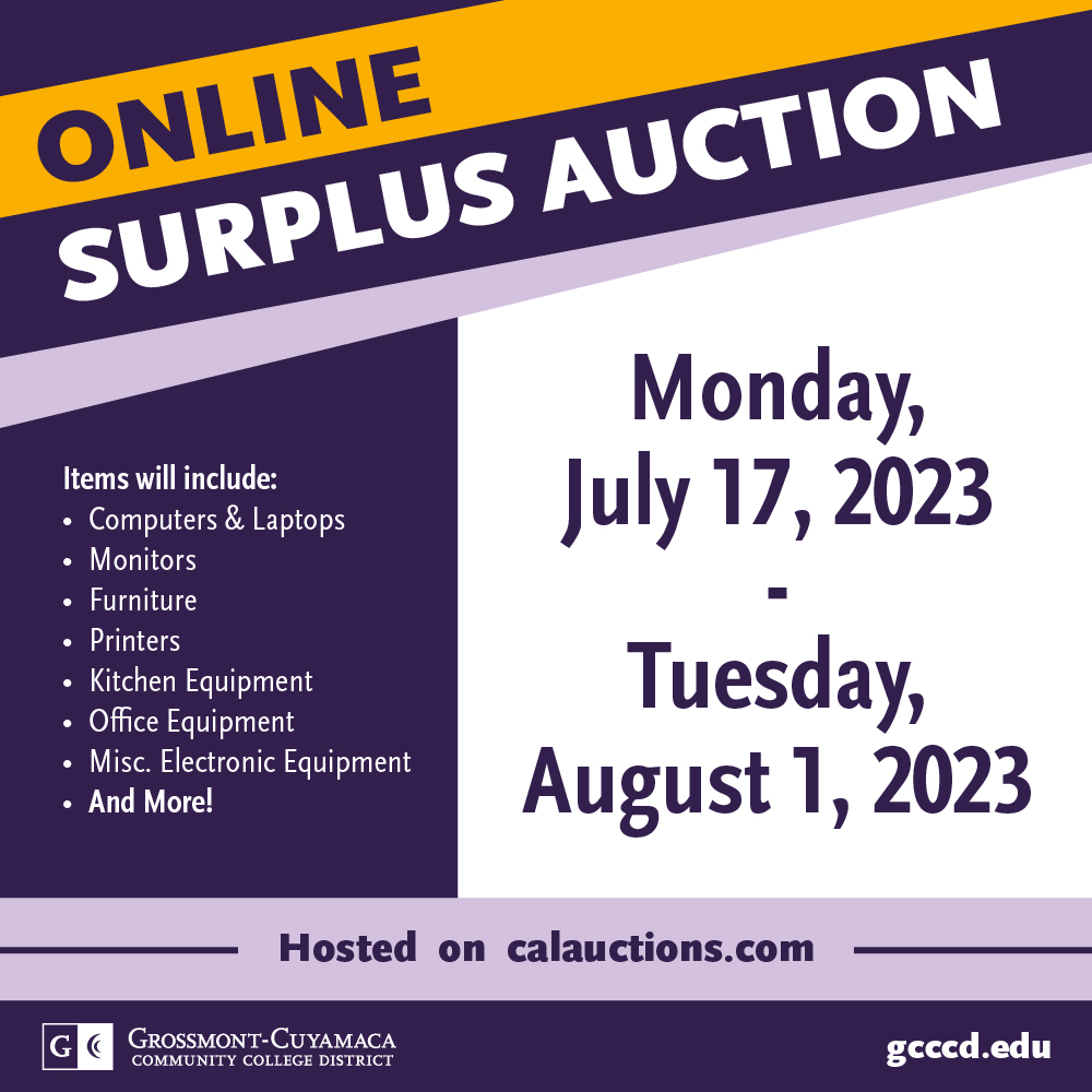 We are holding a public surplus auction starting Monday July 17th! Bid on computers, furniture, kitchen equipment, and more: calauctions.com/auctions/14ZLM…