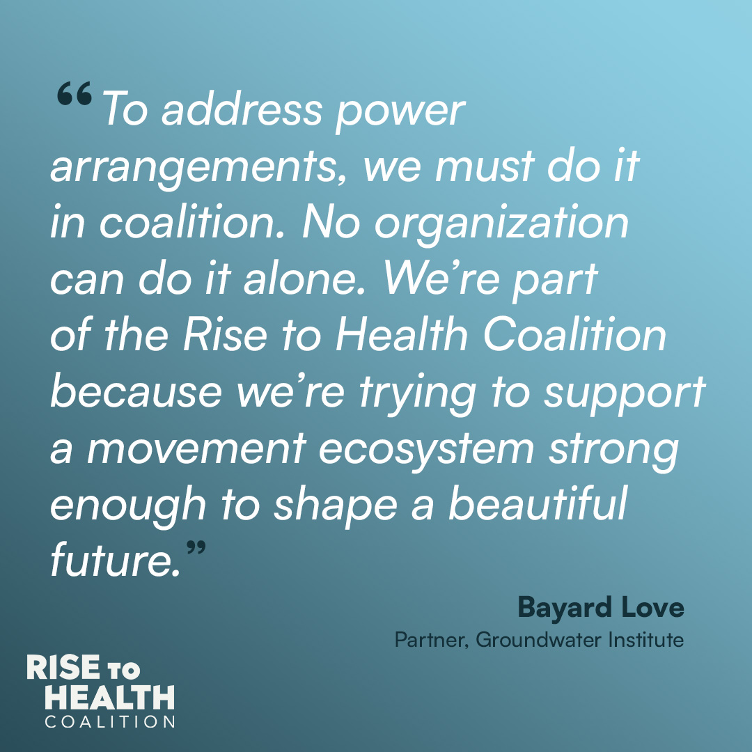 Bayard Love of the Groundwater Institute emphasizes the importance of collective action in dismantling power dynamics to achieve equity. For more, check out the Rise to Health Coalition resources, including the Groundwater Approach: risetohealthequity.org/impact #werisetohealth