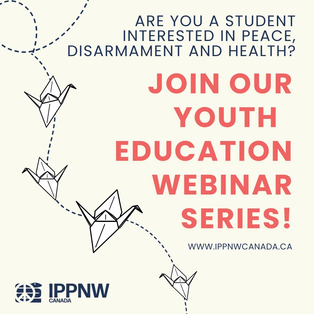 IPPNWCanada's tweet photo. Quick reminder that our #studentseries starts next Monday! If you are a high school student looking to learn from a Nobel Peace Prize winning organization, this opportunity is for you!
Learn more and register here: https://t.co/lwwGrpfKJU
#nuclearban #nuclearweapons https://t.co/jsXbxCYYE6