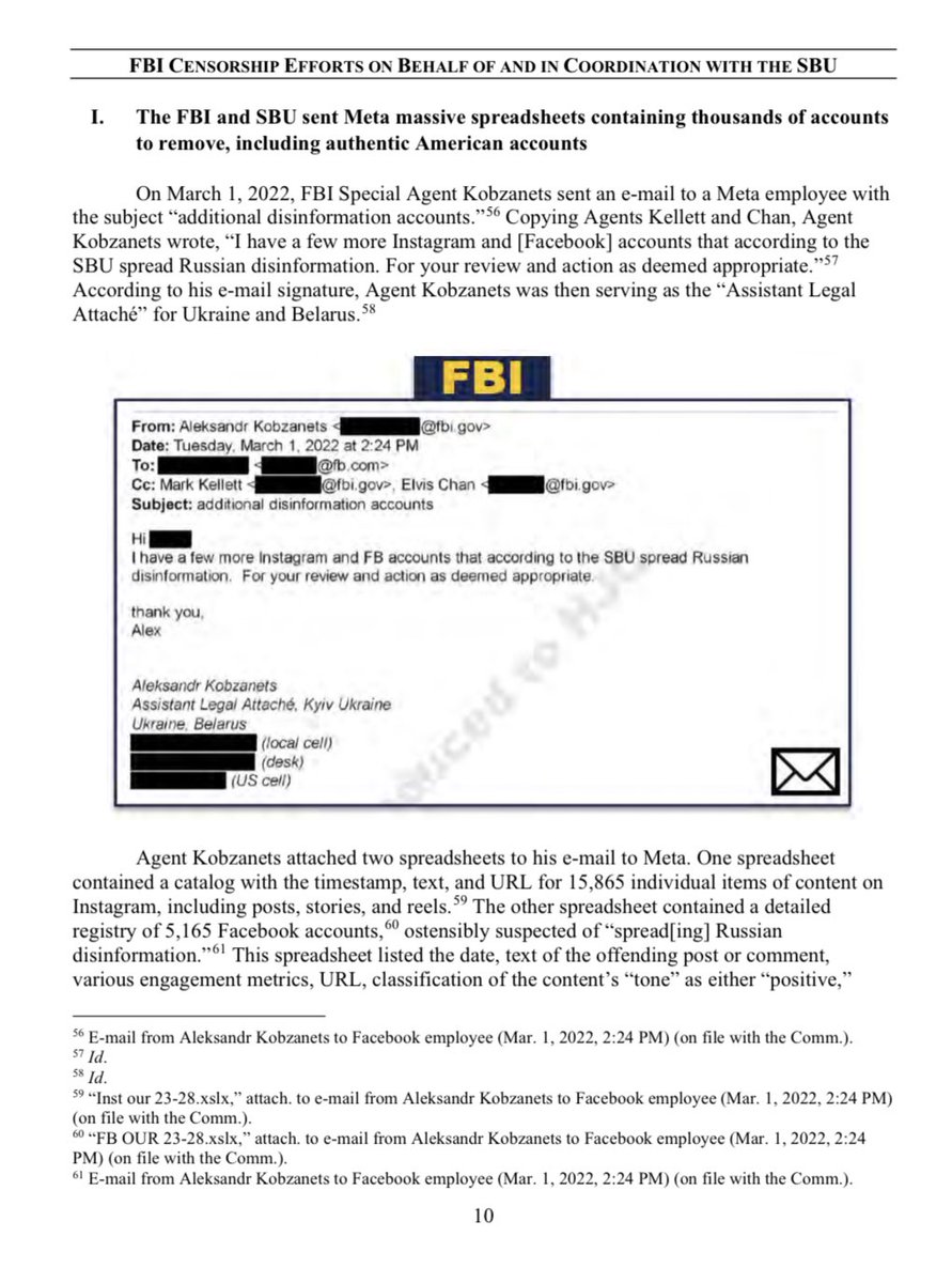 Weaponization's tweet photo. From our latest report:

The FBI and SBU sent Mark Zuckerberg’s Meta massive spreadsheets containing thousands of accounts to remove, including authentic American accounts. https://t.co/sAnvo4geRj