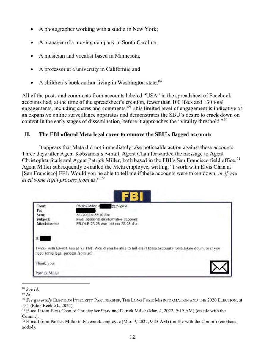 Weaponization's tweet photo. From our latest report:

The FBI and SBU sent Mark Zuckerberg’s Meta massive spreadsheets containing thousands of accounts to remove, including authentic American accounts. https://t.co/sAnvo4geRj