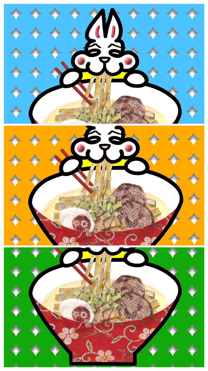 KimonoScrapsART's tweet photo. 【PR】新コレクション『Foodie Rabbit Meets…』
ノエルはモデル？グルメ旅？どんな食べ物に出会うのか？？

最初に出会ったのは“ラーメン🍜”

背景は3色🩵🧡💚
ディスクリプションにちょっとした旅日記も📝

0.012ETH

https://t.co/qPlLcUePLB

リプ欄のツイートやnoteを読んで更に楽しもう👇🏻👇🏻👇🏻 https://t.co/aZJ3ltnqh3