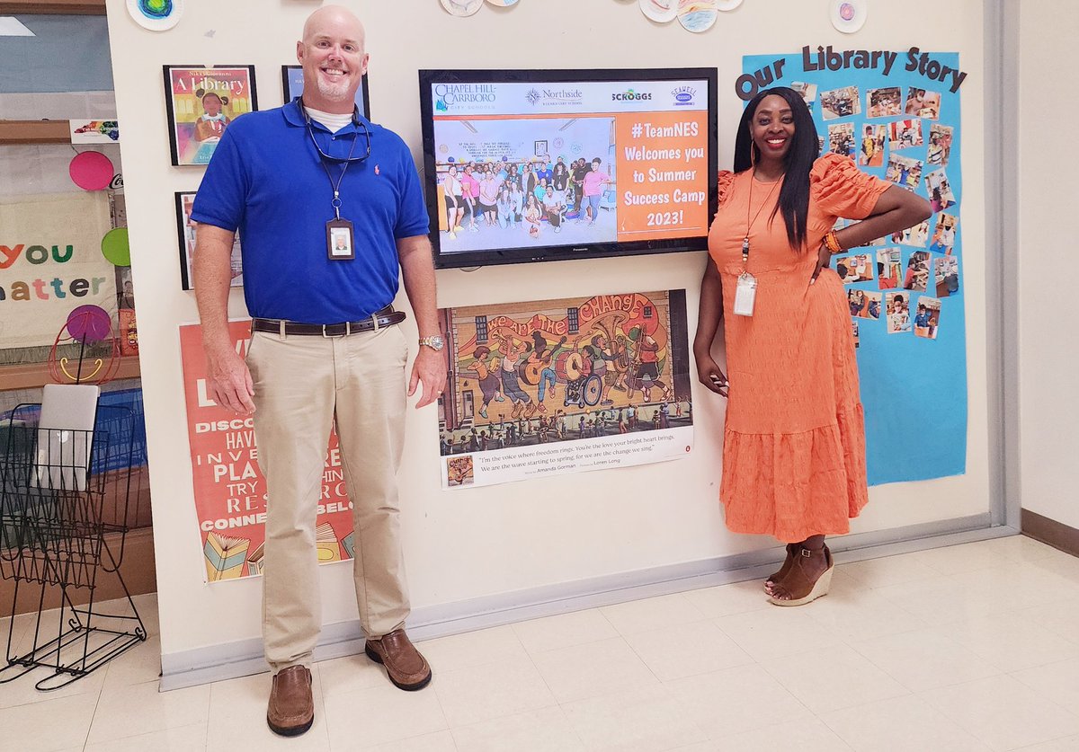 NESAPKJones's tweet photo. ✅️Day 1 of @chccs Summer Success Reading Camp is complete! @NoaStuchiner and @TammieEddins came through to show their love & support! @briantysonchccs and I can't stop singing the praises of #TeamNES📚🩷😁 = @NorthsideES + @ScroggsFrogs + @SeawellES https://t.co/qmpng0rQyK