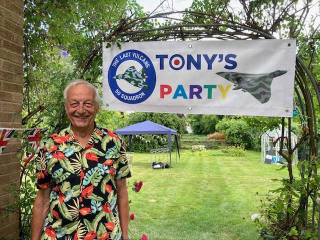 Just had a Hog Roast party in my garden for over fifty friends.  The Vulcan, I having flown 75 different registration numbers in over 20 years in the V-Force,  until the last month of its operating life in the RAF in March 1984, certainly had to feature.