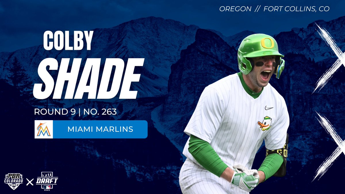 🚨𝐂𝐎 𝐃𝐑𝐀𝐅𝐓 𝐀𝐋𝐄𝐑𝐓🚨

Former Fort Collins HS and Oregon outfielder, Colby Shade, is off the board at No. 263 (9th round) to the <a href="/Marlins/">Miami Marlins</a>.

@PBR_DraftHQ || #MLBDraft