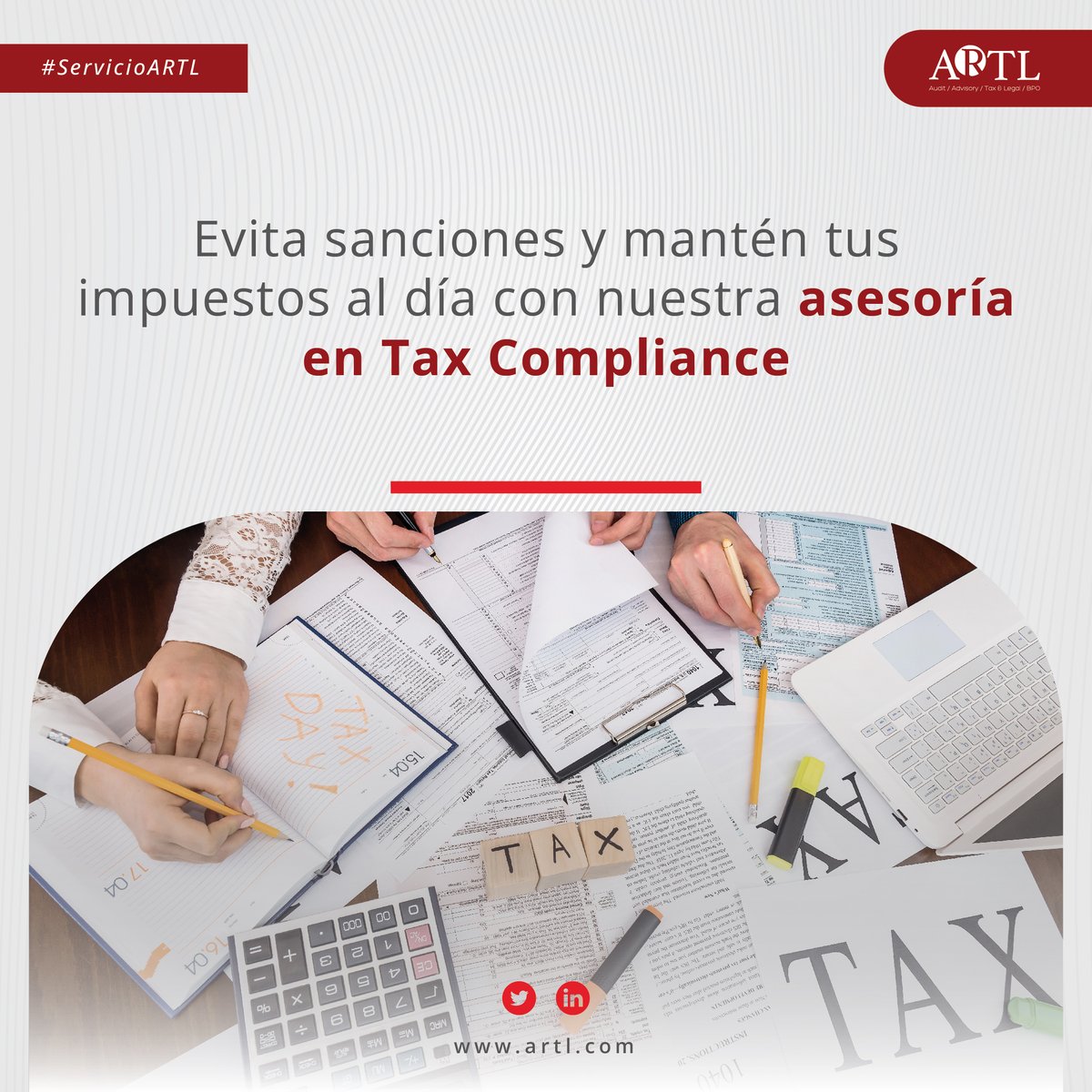 ARTL_CL's tweet photo. El @SII_Chile es muy exigente respecto a plazos para pagar #impuestos, y si tu #empresa no cumple con ellos se expone a sufrir importantes #sanciones. Para evitar este escenario es imprescindible contar con asesores en #TaxCompliance. ¡Conoce más en https://t.co/Qgi97e6hmd! https://t.co/GRoazlU72I
