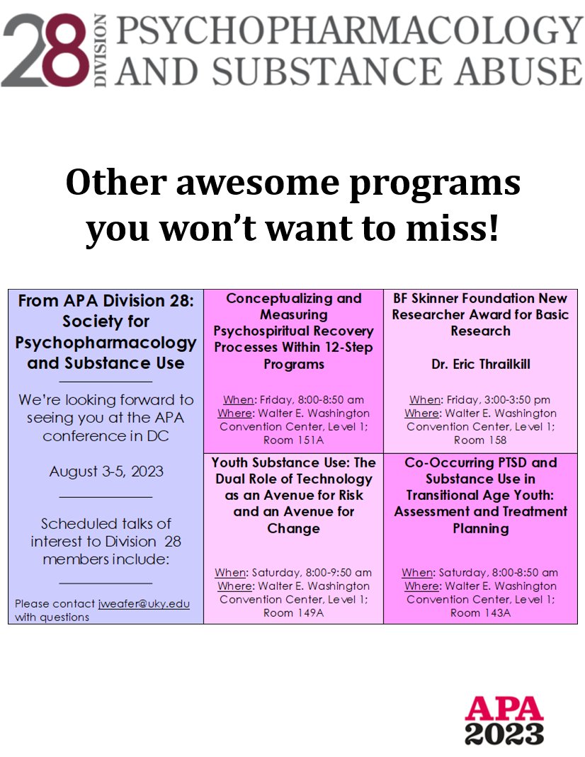APADiv28's tweet photo. There are so many good talks at this year's #APA2023 conference! Here are some more recs to add to your list😃Are you giving a talk? Presenting a poster? Feel free to tag us on your tweet; we will retweet and help promote your talk/poster! https://t.co/yAT20q630D
