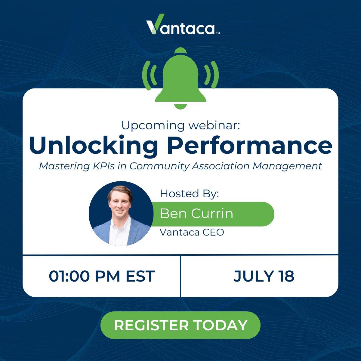 _Vantaca_'s tweet photo. 🏠 Don't miss out on our upcoming webinar!

✅ Join CEO, Ben Currin as he guides you through a deep dive into the key KPIs that drive performance in community association management.

Register now: hhttps://event.on24.com/wcc/r/4272958/7DC45DCDA8616DADC6660D01DC871B3B https://t.co/lPAzq8h8Yy