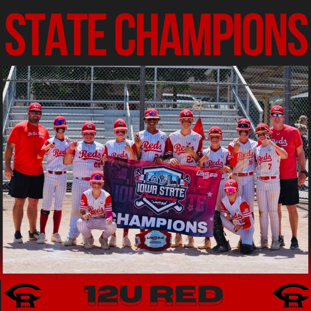 RedsCedarRapids's tweet photo. Congratulations to our IOWA STATE ⚾️CHAMPION TEAMS for 2023‼️ 7u, 9u, 11u and 12u teams on winning the Major Division Gold Brackets‼️ https://t.co/aNxXrsOM8m