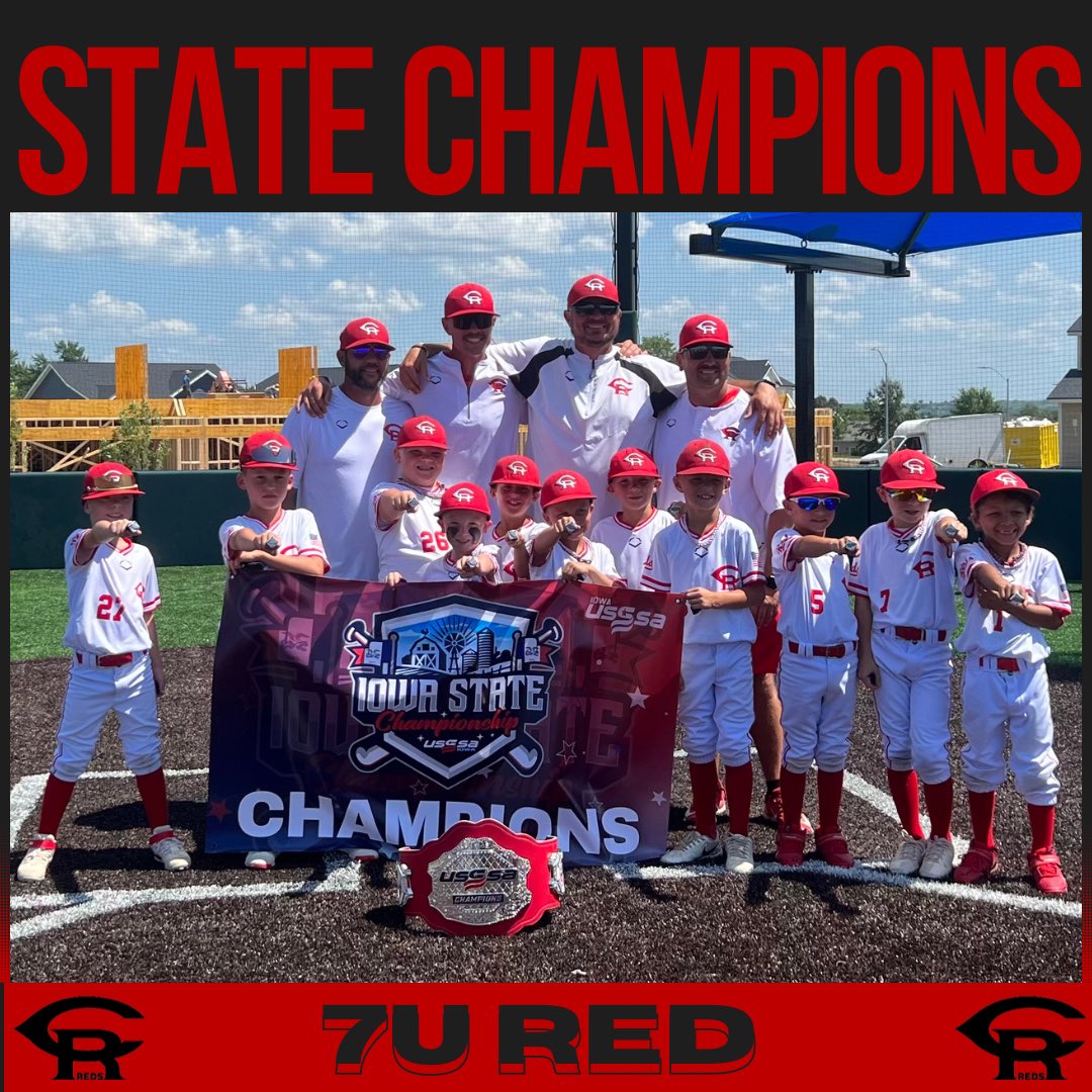 RedsCedarRapids's tweet photo. Congratulations to our IOWA STATE ⚾️CHAMPION TEAMS for 2023‼️ 7u, 9u, 11u and 12u teams on winning the Major Division Gold Brackets‼️ https://t.co/aNxXrsOM8m