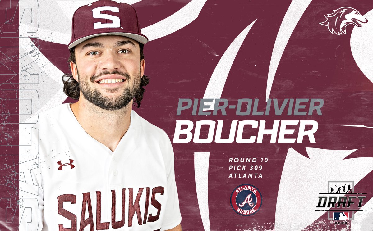 SIU_Baseball's tweet photo. 𝘿𝙍𝘼𝙁𝙏𝙀𝘿

Pier-Olivier Boucher (@_poboucher) has been drafted by the @Braves in the 10th round of the 2023 #MLBDraft! 

#Salukis | #ProDawgs https://t.co/KT4yGjeLk7