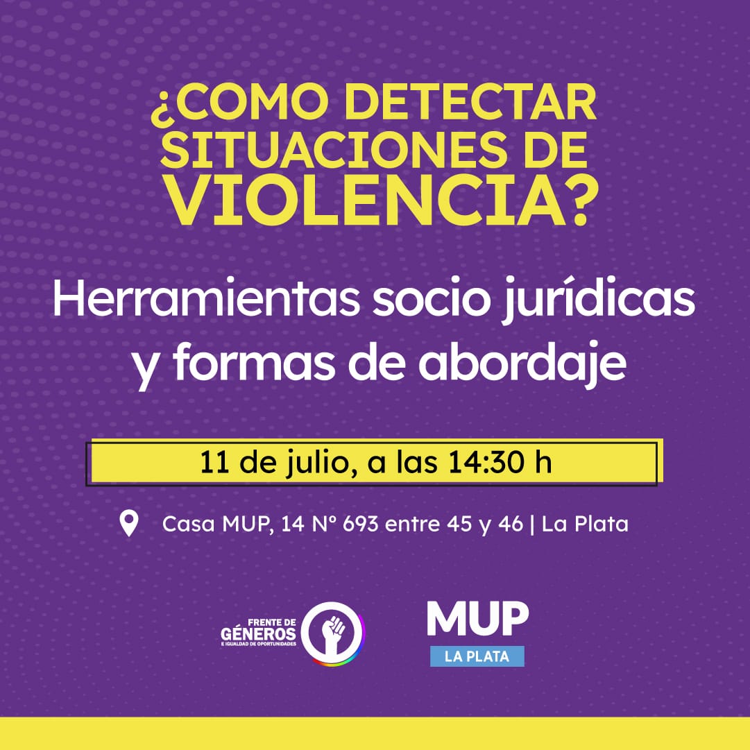 ConstanzaPered5's tweet photo. 💜Mañana con el @frentedegeneroslaplata  estaremos realizando un taller para todas las compañeras y compañeros para detectar las situaciones de violencia de género y las herramientas con las que contamos para ponerle un freno. 
Las y los esperamos! 💜 https://t.co/4oxlVLkRz4