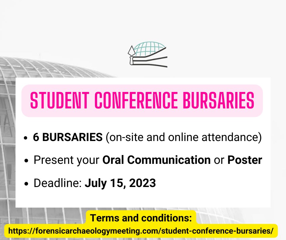 EMFA Madrid 2023 (@emfamadrid2023) on Twitter photo 📢📢📢There are still 5 days left to apply for one of the 6 attendance bursaries (face-to-face or virtual) offered by <a href="/EMFAMadrid2023/">EMFA Madrid 2023</a> to Anthropology and Forensic Archaeology students!!.💀💀💀💀. Possibility to participate in English or Spanish! See terms and conditions at: 📢📢📢There are still 5 days left to apply for one of the 6 attendance bursaries (face-to-face or virtual) offered by <a href="/EMFAMadrid2023/">EMFA Madrid 2023</a> to Anthropology and Forensic Archaeology students!!.💀💀💀💀. Possibility to participate in English or Spanish! See terms and conditions at: