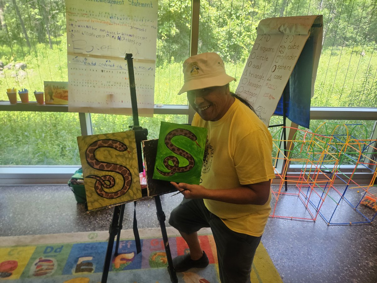 Today at #CampMigizi the grade 6 students were creating 3-D models of  our learning lodge and planters!  Families came for Family Day and participated in art with special guest Moses! <a href="/CampMigiziBen/">Mr. Gillies</a> <a href="/ClaraHowitt/">Dr. Clara Howitt</a> <a href="/jillian_pizzo/">Miss Pizzo</a> <a href="/gecdsbpro/">GECDSB PR</a> <a href="/MissClarkTeach/">Shelby Clark</a>
