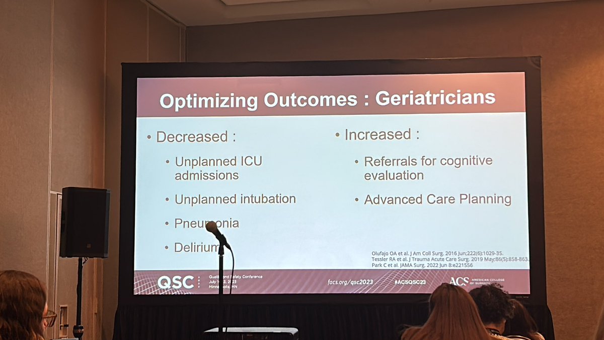Older trauma patients— Multidisciplinary care is the 🔑 Geriatricians play critical role in optimizing outcomes by Dr. Briggs <a href="/AmCollSurgeons/">American College of Surgeons</a> #ACSQSC23