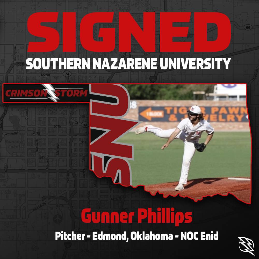 SNU Baseball welcomes RHP Gunner Phillips, from Edmond, Oklahoma. Welcome to the family! 

#Boltsup⚡️