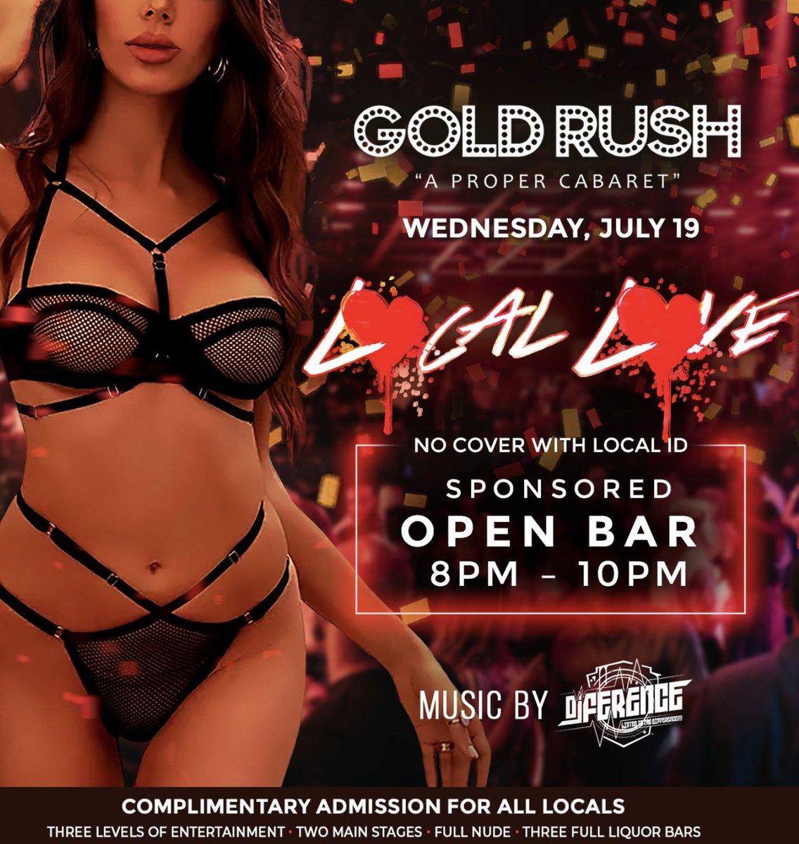 goldrushcabaret's tweet photo. Find out why #GoldRushMiami is voted BEST Cabaret in Miami ❤️🔥
Local Love
Wednesday, July 19
Sponsored Open Bar 8 - 10 PM
No Cover With Local ID
Sounds By @djference
#GoldRushMiami #GentlemensClub #MiamiLocals #SupportLocal https://t.co/wafeGhOKr8