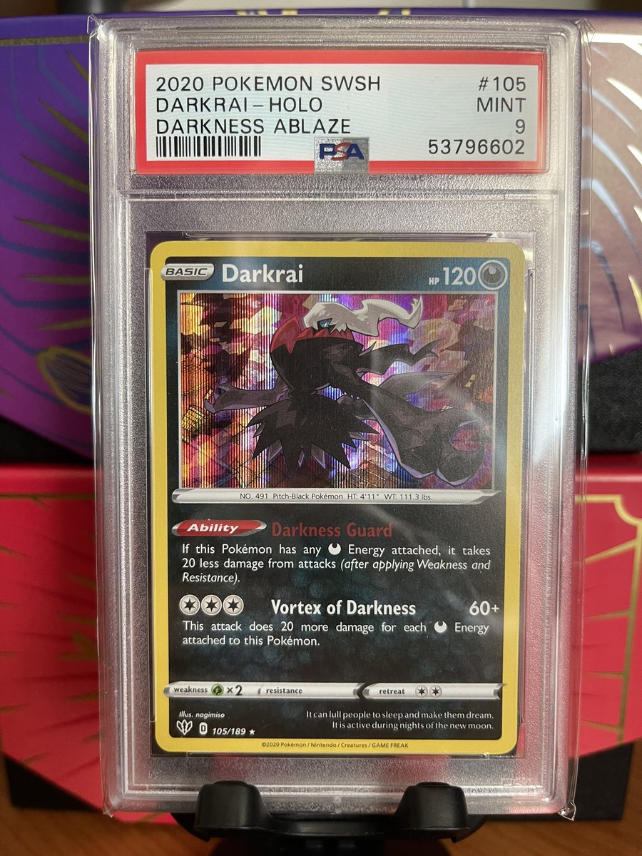 pokemiless's tweet photo. 👻PSA 9 DARKRAI HOLO FROM DARKNESS ABLAZE GIVEAWAY👻 (plus some surprise extras) 

For the chance to win 🥇 

Follow ✅
Like ❤️
Retweet 🔄

Winner of this Pokémon slab will be picked and revealed on July 17th 😄✨

#PokemonTCG #pokemon #darkrai #TCG https://t.co/aSuZqmjuAv