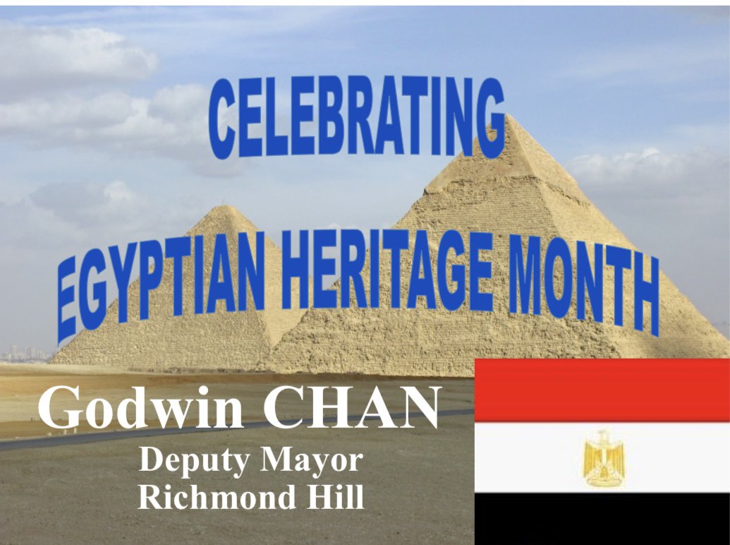 CouncillorChan's tweet photo. In Ontario, the month of July is proclaimed as Egyptian Heritage Month to recognize Egyptian Canadians’ achievements & contributions to our province and country. Let’s celebrate #Egyptian #Heritage #Month and the upcoming Egypt National Day on July 23. @ONheritage #inclusiveRH https://t.co/AzH7OJbBp9