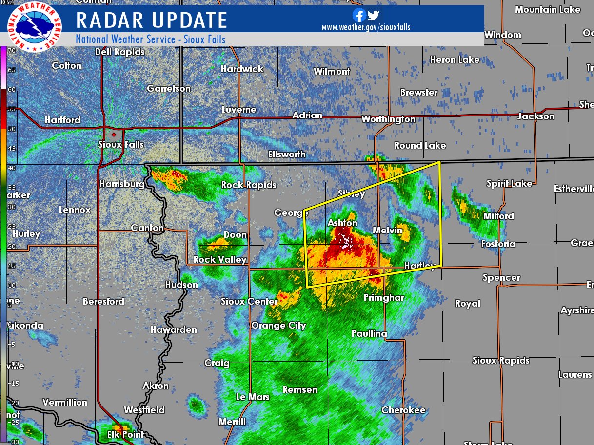 NWS Sioux Falls on Twitter "Radar Image 519 PM CDT 7/10/23 Here's a look at the radar in NW