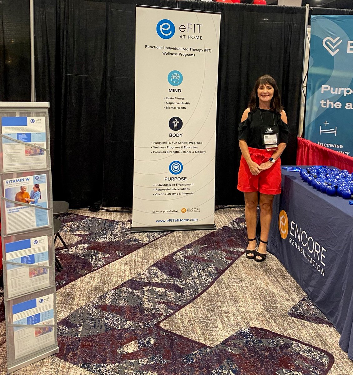 EncoreRehab's tweet image. Tina is enjoying her first day at Florida Assisted Living Association Conference &amp;amp; Trade Show.  Stop by booth 404 today and tomorrow to learn more about eFIT &amp;amp; Encore Rehabilitation.
#EncoreRehab #eFIT #FALA2023