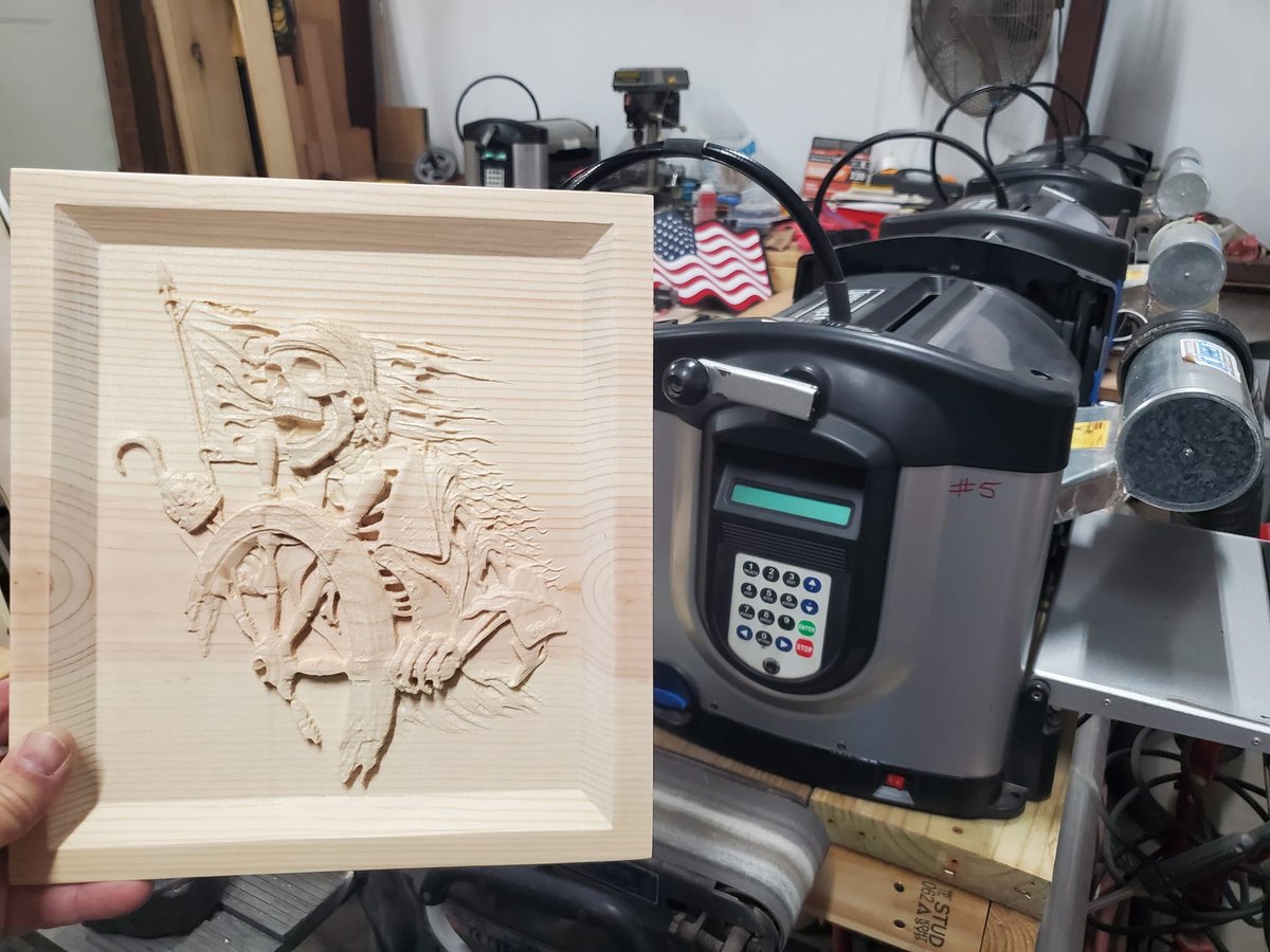 CarveWrightCNC's tweet photo. Pretty cool pirate carvings Elliot Miller!
#ravencnc #carvewright #3dcarve #cncrouter #cnccarving #3dcnc #cncmachine #cnccarve #cncproject #designer4 #carvewrightsoftware #carvewrightdesigner #cncsoftware https://t.co/LWnvLYIjgm