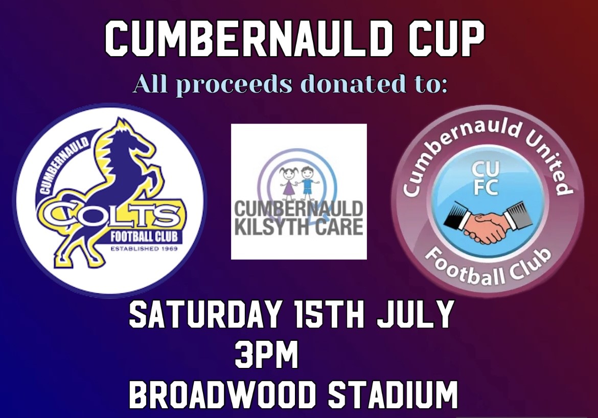 The ‘Nauld’ make the short journey to Broadwood on Saturday to take on the ‘ Colts’ for the Inaugural Cumbernauld Cup! 🏆Come along and support the boys All proceeds go to Cumbernauld &amp; Kilsyth care.
Entry £5.00 at gate or via: ow.ly/bi6i50P2shG
Broadwood Stadium | 3PM ⚽️