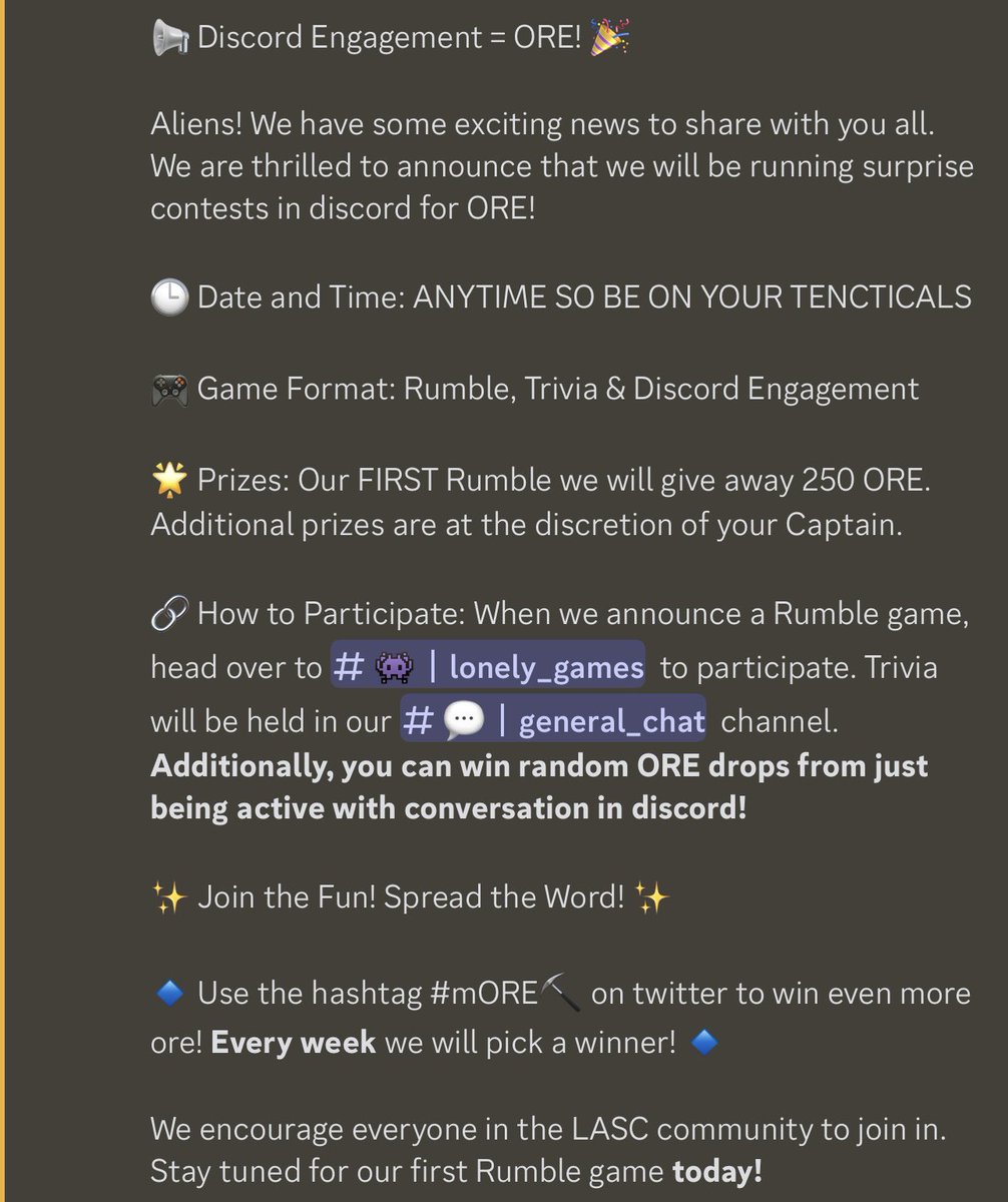 dryv50's tweet photo. @thelonelyaliens are going to be hosting some #mORE⛏️opportunities to gain ORE through their discord events! 
Stay tuned and make sure you've got your aliens mining that ORE for this seasons marketplace! 🖖👽 
#OGAliens https://t.co/Knjlfnommr