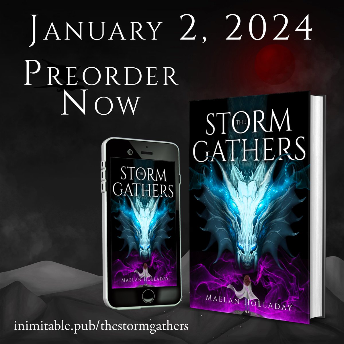 It's #coverreveal time! Join us in admiring the cover for our 3rd title: an #epicfantasy called THE STORM GATHERS by Maelan Holladay (designed by Keylin Rivers)

Coming January 2, 2024

#Preorder: inimitable.pub/thestormgathers