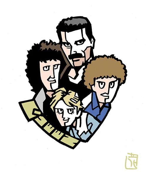 以前も描いてた、このタッチでイラスト。           ミュージシャン編。           クイーン。            #Queen #イラスト #ファンアート #このタッチ 