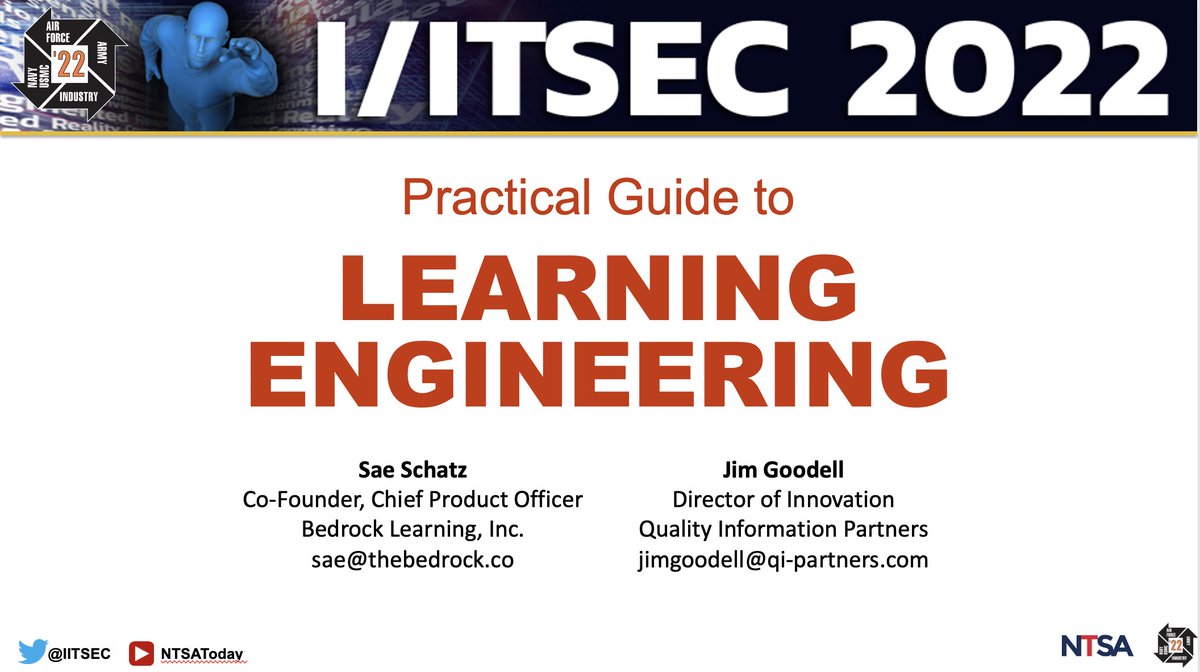IEEE ICICLE (@ieeeicicle) on Twitter photo At #IITSEC 2022 'A Practical Guide to #LearningEngineering' was the Best Tutorial. Explore tutorial on a webinar July 13th at 11am EDT w/ team who created it, <a href="/jgoodell2/">James Donald Goodell</a> <a href="/SaeSchatz/">Sae Schatz</a> & discover #learningengineering model, process and profession. ntsa.org/events/2023/7/… At #IITSEC 2022 'A Practical Guide to #LearningEngineering' was the Best Tutorial. Explore tutorial on a webinar July 13th at 11am EDT w/ team who created it, <a href="/jgoodell2/">James Donald Goodell</a> <a href="/SaeSchatz/">Sae Schatz</a> & discover #learningengineering model, process and profession. ntsa.org/events/2023/7/…