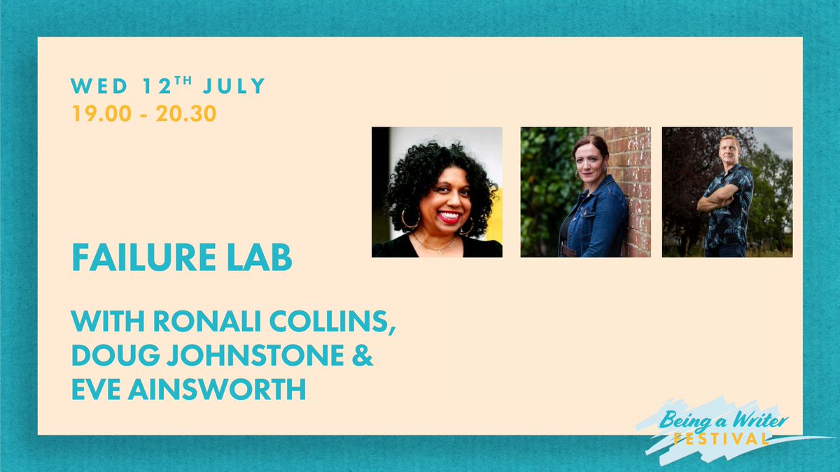 TLCUK's tweet photo. Don't miss out on tonights panel! Authors @RonaliCollings, Doug Johnstone and Eve Ainsworth share a moment in which they felt they had ‘failed’ as a writer, how they dealt with it, and what they learned.

#BeingAWriterFestival #WritingCommunity #AmWriting #FailureLab #Wellbeing https://t.co/bOUMPtYblJ