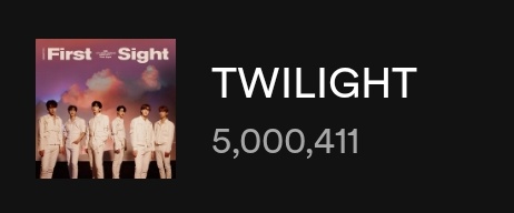 WEi_ddyysj's tweet photo. <TWILIGHT> by #WEi (@WEi__Official) surpassed 5 million streams in Spotify! 🎉
#위아이 #FIRST_SIGHT #TWILIGHT https://t.co/xxRN6Wwbhr