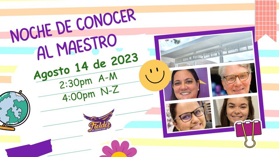 We can’t wait to see all our Falcons at Meet the Teacher on August 14th! If your child’s last name starts with A-M, please join us at 2:30. If your child’s last name starts with N-Z, please join us at 4:00.