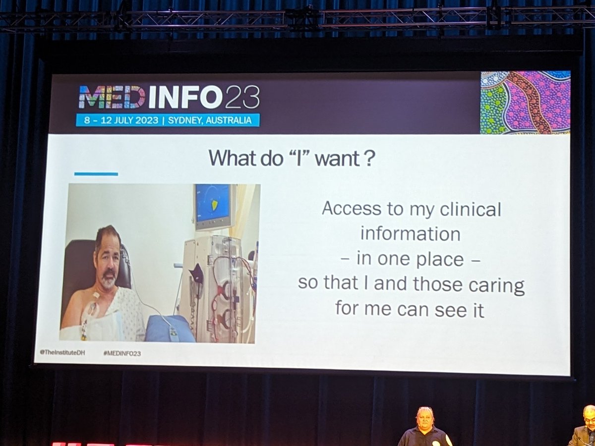 marcbester's tweet photo. Day four of #MEDINFO23 off to a great start with an important reminder that our clients are the focal point of health care &amp; informatics. We must do so much better at making information accessible, giving the right people access to the information they need. https://t.co/eyxhS8nkdk
