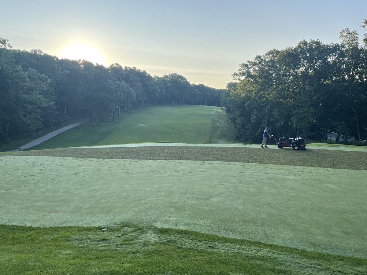 seanfberger's tweet photo. @CeresTurf_Inc Did ours this morning!  Excited to see the results.  We are going out once a month this summer with the viper tines.  Also did a slice ahead of the aerification. https://t.co/Hx6vDnvdyx
