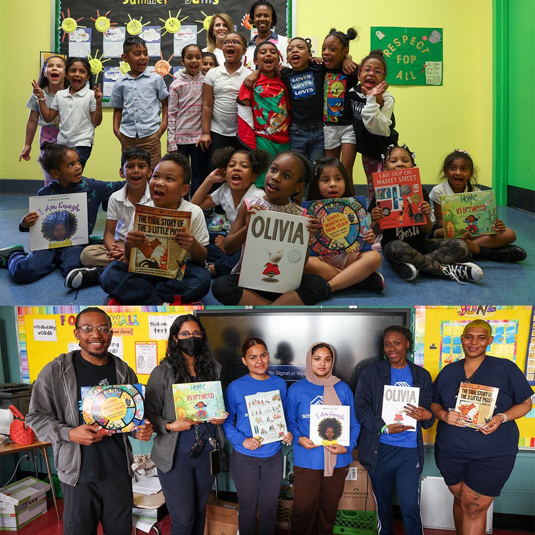 JackandGradyMom's tweet photo. June’s literacy event was held @BGCA_Clubs Metro Queens NY.  Over 5K youth, ages 3-18, are served at  MQ’s 9 sites.  Their Workforce Readiness Prog provides opportunities for teens to intern &amp; mentor w/local leaders. Vanessa &amp; team 🙏🏻

BGC CHI u r on ⏰

📸@phebegphoto 
📚BN SC https://t.co/8agPny0pY1