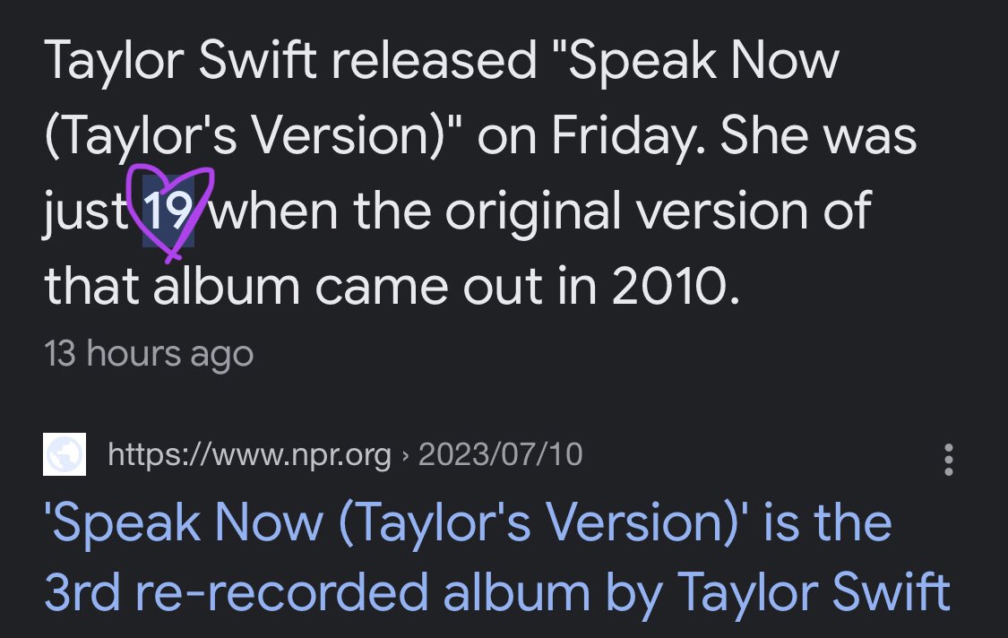 jodiesevermore's tweet photo. NO BC NOT ME REALISING TAYLOR SWIFT RECORDED SPEAK NOW (stolen) AT NINETEEN YEARS OLD AND RELEASED THE RE-RECORDED VERSION (TV) NINETEEN DAYS BEFORE <I> TURNED NINETEEN… 😭😭 and not me becoming a swiftie during her speak now era, this is legit so funny whattheactualfuck 😭🤧 https://t.co/Fqtyg7VjAb