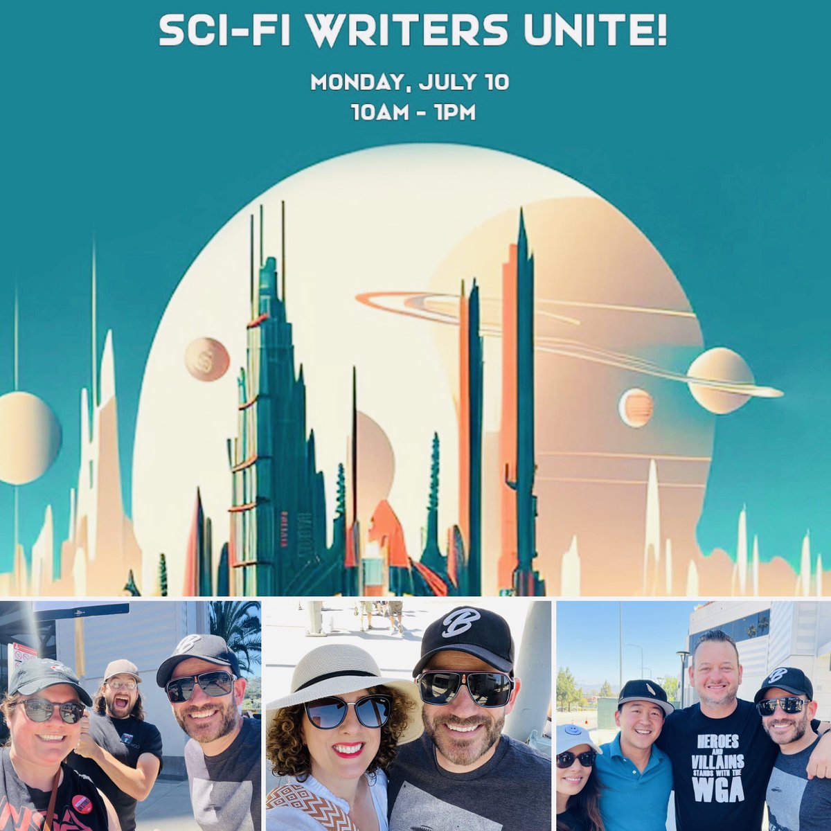 davideoleary's tweet image. Proud to join my fellow #sciencefiction writers and producers @unistudios today, marching for the future of film and TV writing in our beloved industry. #WGAStrike #WGAStrong #SciFi