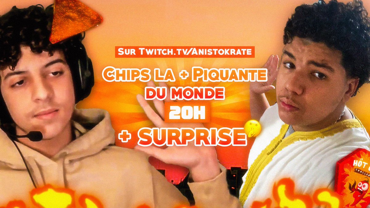ON MANGE LA CHIPS LA + PIQUANTE DU MONDE 🔥 CE SOIR (Mardi) 20H ➡️Twitch.tv/anistokrate + SURPRISE 👀 (soyez à l’affût la chienneter)
