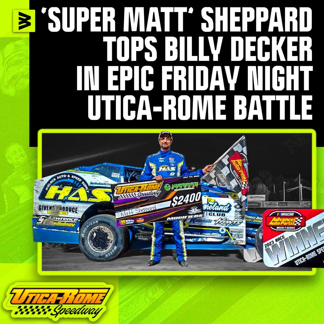thefourwide's tweet photo. In what was perhaps his most dramatic victory of the season, Matt Sheppard topped the 3 Bastards Brewing Modified feature on Friday night for the fifth time this season on Mastrovito Hyundai First Responders Night.

📰: https://t.co/f4DII2E5dO https://t.co/l2kfdIemk4