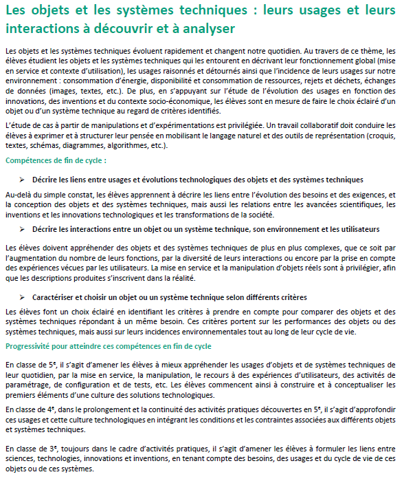 techno_edu_num's tweet photo. Projet de programme de technologie du #cycle4.
3 thèmes autour des objets et systèmes techniques⤵️
1⃣analyser leurs usages et interactions
2⃣comprendre leur structure, fonctionnement et comportement
3⃣créer, concevoir, réaliser, innover
@education_gouv
▶️https://t.co/m37tKFuFwg https://t.co/7giK0pR43y