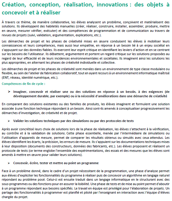 techno_edu_num's tweet photo. Projet de programme de technologie du #cycle4.
3 thèmes autour des objets et systèmes techniques⤵️
1⃣analyser leurs usages et interactions
2⃣comprendre leur structure, fonctionnement et comportement
3⃣créer, concevoir, réaliser, innover
@education_gouv
▶️https://t.co/m37tKFuFwg https://t.co/7giK0pR43y