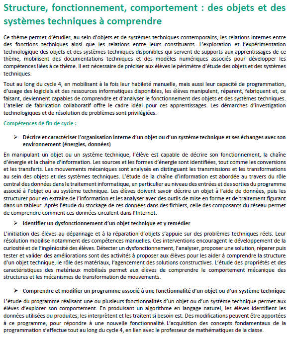 techno_edu_num's tweet photo. Projet de programme de technologie du #cycle4.
3 thèmes autour des objets et systèmes techniques⤵️
1⃣analyser leurs usages et interactions
2⃣comprendre leur structure, fonctionnement et comportement
3⃣créer, concevoir, réaliser, innover
@education_gouv
▶️https://t.co/m37tKFuFwg https://t.co/7giK0pR43y