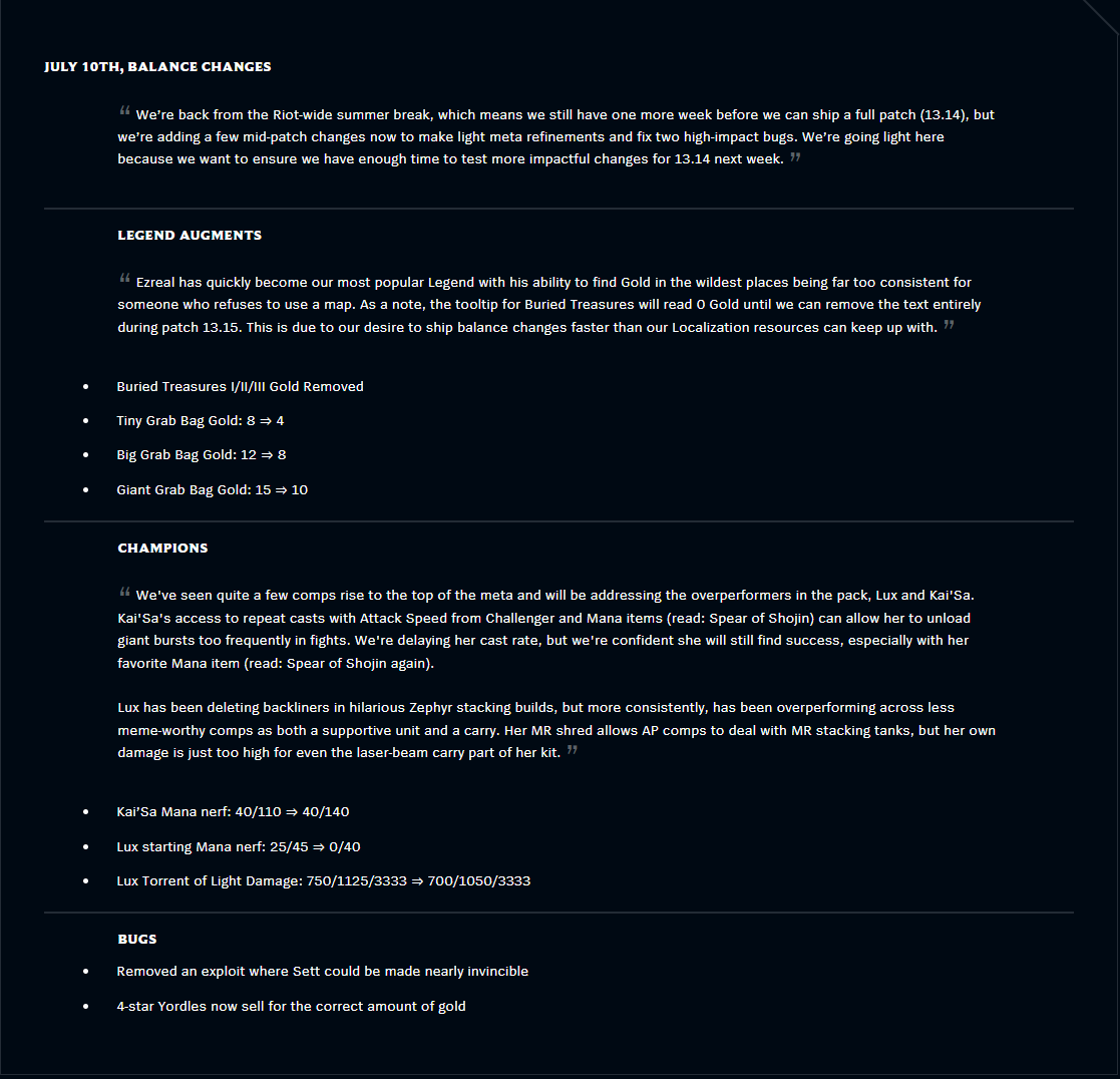 Mortdog's tweet photo. (1/2) The latest micropatch is live. Full notes can be found on the updated 13.13 notes. Wanted to give some quick context.

Obviously with us back, step one was immediately addressing the bug/exploits as quick as possible. So wanted to get those out today, keep the game fair! https://t.co/xR5DYq4G7S