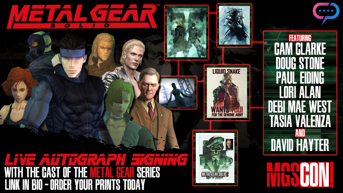 MGSCon Autographs powered by Streamily! Signed & Personalized July 15 Delivered to you! @EagleyeGreg, Doug Stone, Tasia Valenza, Vanessa Marshall, @LoriAlan1, @CamClarkeVoices @missmaewest, @DavidBHayter, @4pauleiding @christophran loom.ly/Jzezr1c #MetalGearSolid