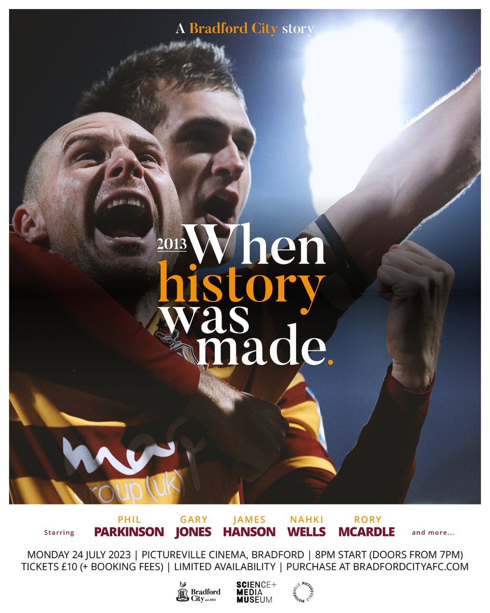 🏆📽️ | A limited number of tickets for the premiere of our ‘2013: When History was Made’ feature-length documentary - at the @pictureville_BD, on Monday July 24 - are now available. ➡️ | Read: bit.ly/BCAFC2013DocTi… 🎟️ | Tickets: bcfc.talent-sport.co.uk/PagesPublic/Pr… #BCAFC | @MediaMuseum