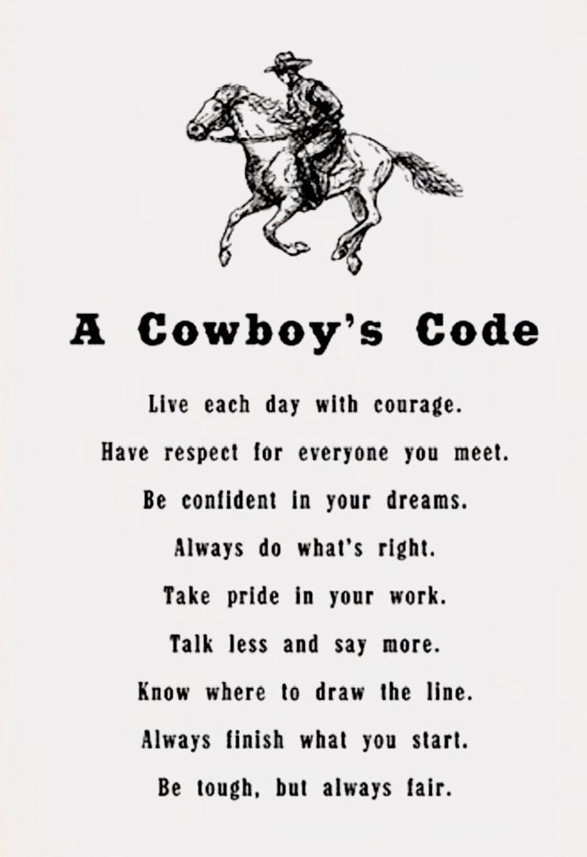 BeauYotty's tweet image. A great code to live by! Thank you Frank Ferrante for sending it over. #COWBOY #moralcode